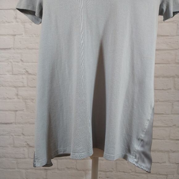 Kaari Blue Womens Grey V Neck Contrast Satin Silky Back Hi Low Top Tee Shirt XS - Picture 5 of 11